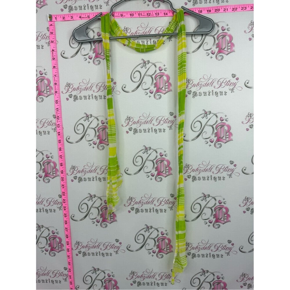 Scarf or headband, Y2K Lime Green Striped Lightweight Scarf